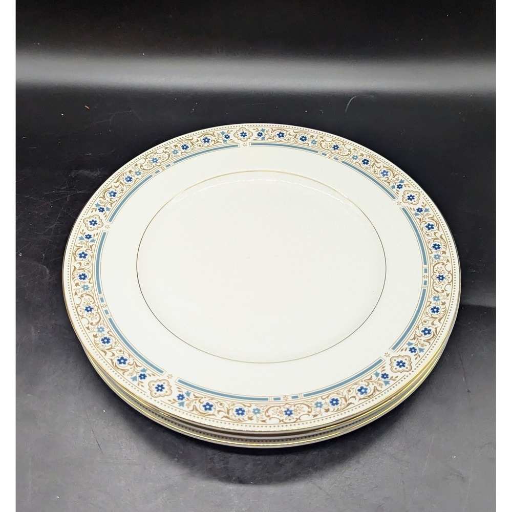 Set/4 Vintage Royal Doulton Bone China Empress Dinner Plate England Blue Flowers